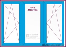 Трехстворчатое левое поворотно откидное – глухое – правое поворотно откидное окно `Престиж`