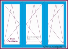 Трехстворчатое поворотно откидное окно `Престиж`