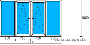 Вікна на балкон розміром ш 3000 х в 1800 мм
