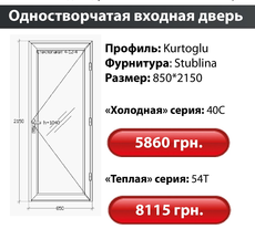 Одностворчатая входная дверь 
