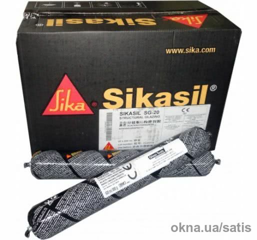 Клей для склопакетів Sikasil SG-20 600 мл чорний силікон