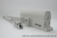 Дверные доводчики NORMAN, Белые, Серебристые, Коричневые. Производства - Турция. до 120 кг.стойкость к морозу, до - 30С