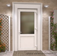 Пластиковые двери -входная группа с непрозрачным стеклом