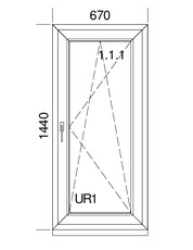 Поворотно-откидное узкое энергоэффективное окно Veka Softline70, Winkhaus, 0,67x1,44 м