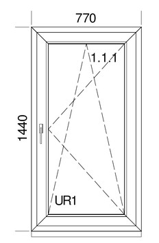 Поворотно-відкидне одностулкове енергоефективне вікно Veka Softline70 з односторонньою ламінацією, Winkhaus, 0,77x1,44 м