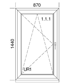 Поворотно-відкидне одностулкове тепле вікно Veka Softline70 з односторонньою ламінацією, Winkhaus, 0,87x1,44 м