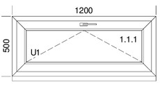 Узкое панорамное энергоэффективное окно Veka Softline70 с односторонней ламинацией, Winkhaus, 1,2x0,5 м