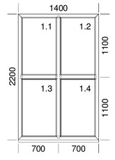 Теплое глухое окно Veka Softline70 с односторонней ламинацией, 1,4x2,2 м