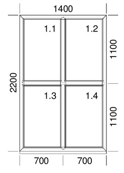 Тепле глухе вікно Veka Softline70 з односторонньою ламінацією, 1,4x2,2 м