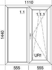Энергоэффективное двухстворчатое окно Veka Softline70, 4-16-4-14Ar-4i, Winkhaus, 1,11x1,44 м