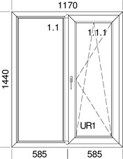 Теплое двухстворчатое окно Veka Softline70, Winkhaus, 1,17x1,44 м