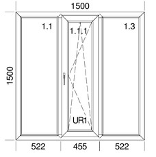 Энергоэффективное трехстворчатое окно Veka Softline 70 с мультифункциональным стеклопакетом, Winkhaus, 1,5x1,5 м