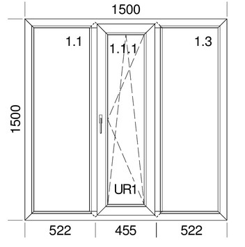 Трьохстулкове вікно Veka Softline 70 з енергоефективним склопакетом, Winkhaus, 1,5x1,5 м