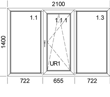 Трьохстулкове вікно Veka Softline70, Winkhaus, 2,1x1,4 м з багатофункціональним склопакетом