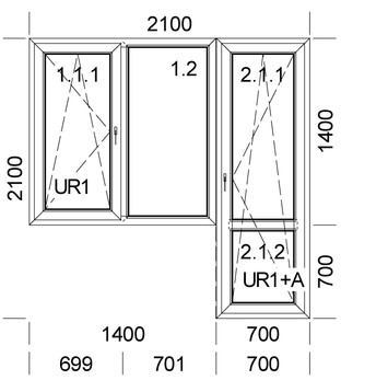 Балконний блок Veka Softline70, Winkhaus 2,1x2,1 м з енергоефективним склопакетом