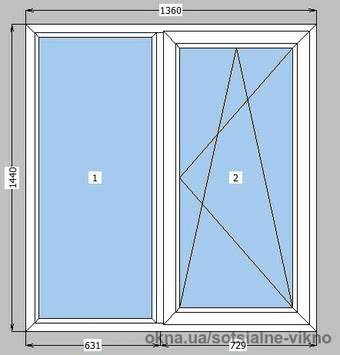 Вікно двостулкове (дві половинки) 1360*1440, WDS 6S (70 мм)