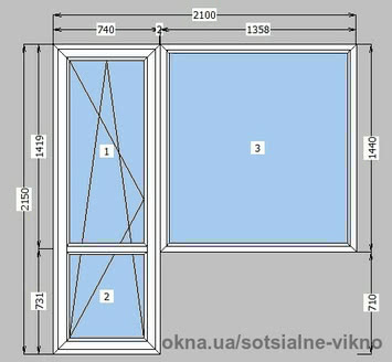 Балконий блок (двері/вікно) 5S (60мм)