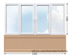 Лоджия: центральная четырехстворчатая часть с двумя поворотно-откидными створками в профиле SALAMANDER Streamline