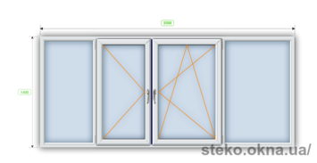 Вікно на лоджію Steko R600, 3200х1500