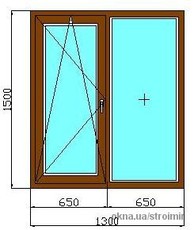 Окно 1300х1500, профиль КВЕ 3к, двухсторонняя ламинация