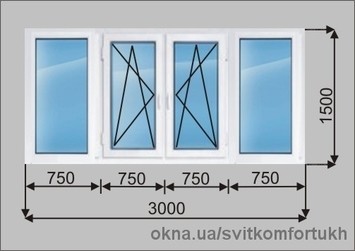 Балконная рама TM Vitral. 1500х3000, однокамерный стеклопакет.