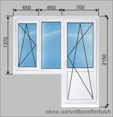 Балконный блок TM Vitral 2000х2150, 2-камерный стеклопакет, энерго