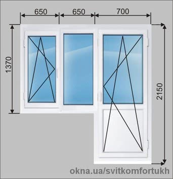 Балконный блок TM Vitral 2000х2150, 2-камерный стеклопакет, энерго