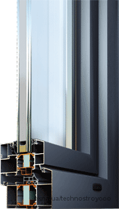 Алюминиевое двухстворчатое окно Alumil S60 1400 х1400 мм с двухкамерным энергосберегающим стеклопакетом