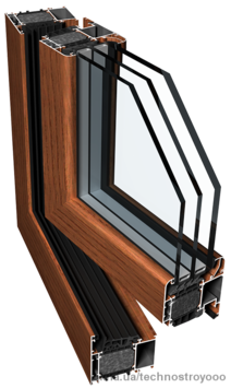 Очень теплое окно Ponzio PE 78N HI 1000х1600 мм с двухкамерным энергосберегающим стеклопакетом