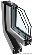 Алюминиевое окно Ponzio PE 78N 1000х1500 мм с двухкамерным энергосберегающим стеклопакетом