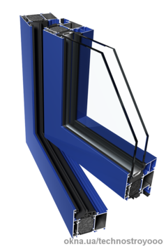 Алюмінієве вікно Ponzio PE 68 HI розміром 1000х1400 мм з двокамерним енергопакетом