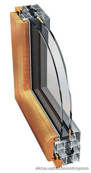 Алюмінієво-дерев'яне вікно Ponzio PW 93 Wood 1000х1500 мм з двокамерним енергозберігаючим склопакетом