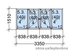 Окно на балкон 3350х1510