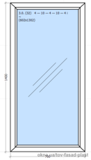Окно металлопластиковое глухое Rehau 700*1400