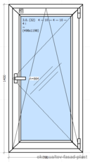 Окно металлопластиковое Rehau 700*1400