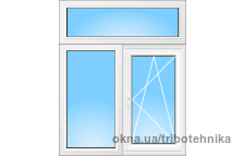 Металлопластиковое Т-образное окно из немецкого профиля КВЕ 70мм (6 кам) 1600х2060