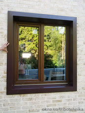 Металлопластиковое двухчастное окно из украинского профиля Open Teck De-Lux (4х кам.) 1300х1500 золотой дуб в массе