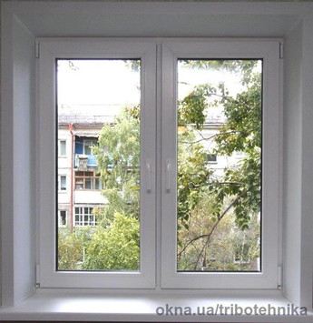 Металлопластиковое двухчастное штульповое окно из украинского профиля Open Teck De-Lux (4х-кам) 1350х1450