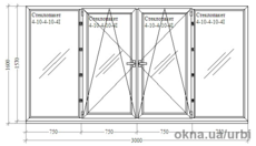Окно из профиля КВЕ 70 мм 3000х1600