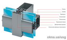 Фасадное остекление зданий системой Alutech (Беларусь), серия ALT F50.