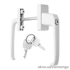 Ручка балконная двухсторонняя с узкой розеткой и ключом.