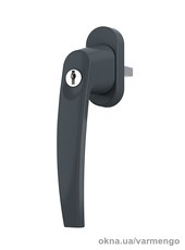 Ручка оконная с ключом антидетка, антрацит (Польша).