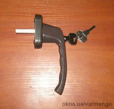 Ручка оконная с ключом антидетка, коричневая (Украина).