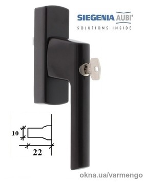 Ручка для алюминиевого окна SI-Line с ключом, коричневая.