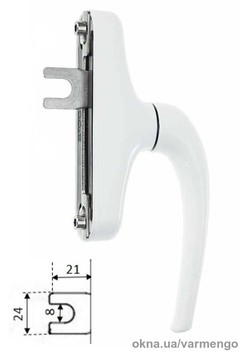 Ручка для алюминиевого окна белая, штифт 1х21 мм