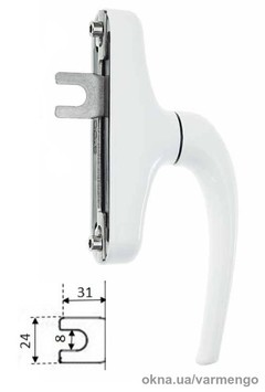 Ручка для алюминиевого окна белая, штифт 1х31 мм