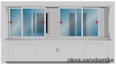 Раздвижное четырёхстворчатое окно. Профильная систем SWS. Без монтажа