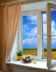 Вікно на дачу з укосами.