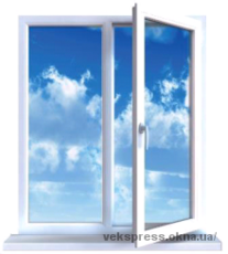 Двухфрагментное окно с 1 поворотно-откидной створкой