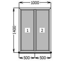 Окно двухстворчатое, профиль WDS 7S